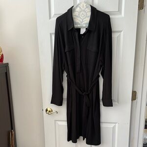 Black A-Line Long Sleeve Shirt Dress